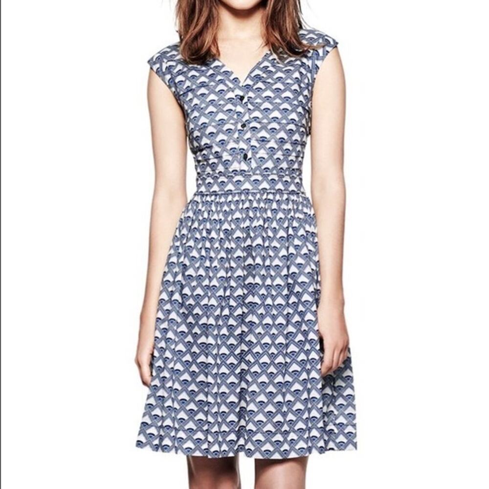 Tory Burch Nico Day Dress in Quartz Deco Diamonds Pattern sz 2